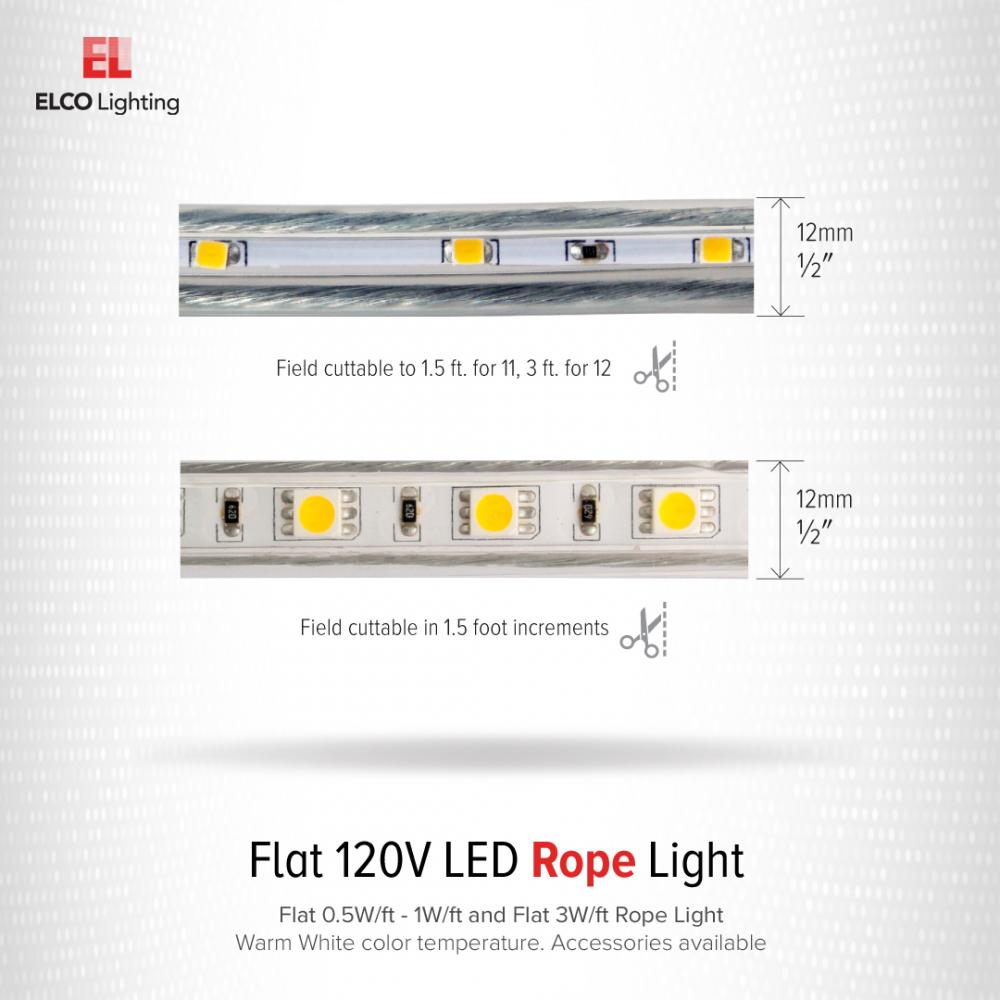 Flat 0.5W/ft. - 1W/ft. 120V LED Rope Light